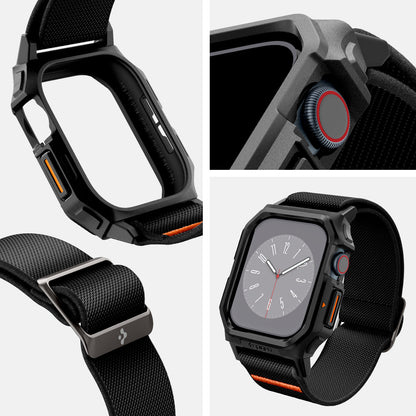 ACS08609 - Apple Watch (46mm) Case Lite Fit Pro in Matte Black showing the different angles