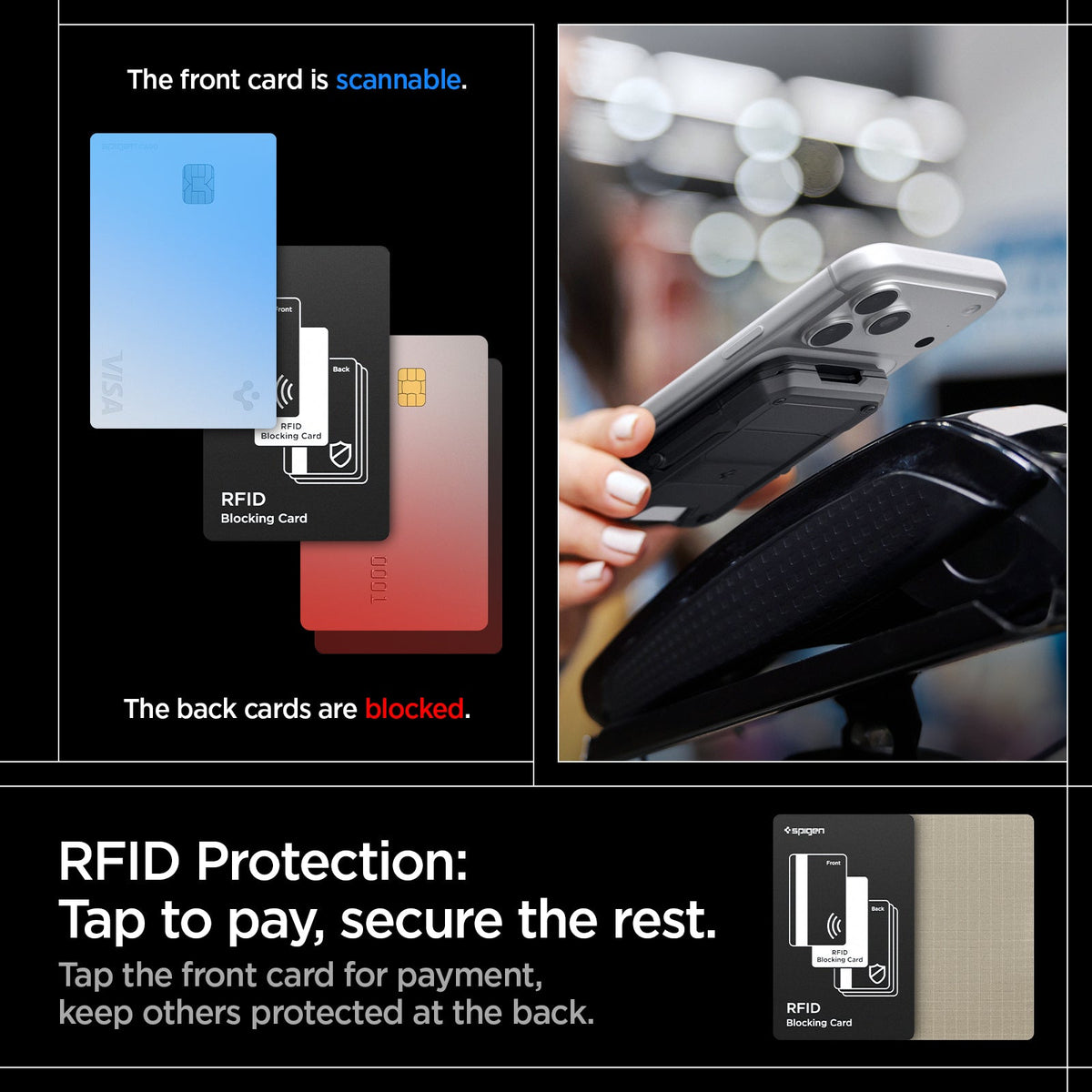 AFA09327 - Tough Armor Pro Card Holder (MagFit) in Black showing RFID protection