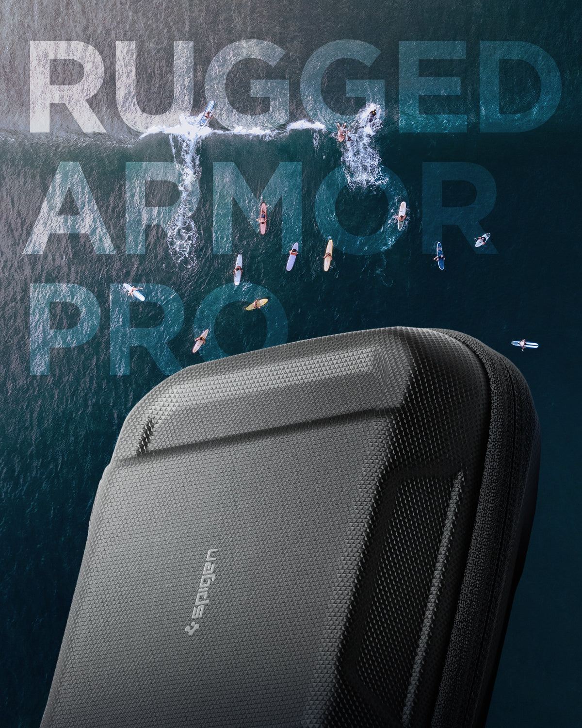 AFA04310 - DJI Action 2 Case Rugged Armor Pro Pouch in black showing the rugged armor pro bag half zoomed in