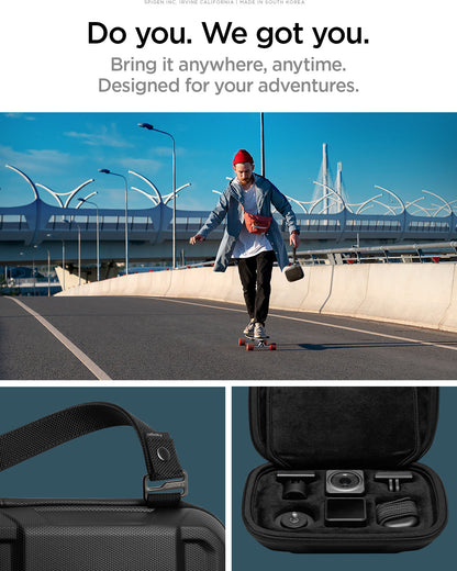 AFA04310 - DJI Action 2 Case Rugged Armor Pro Pouch in black showing the designed for your adventures