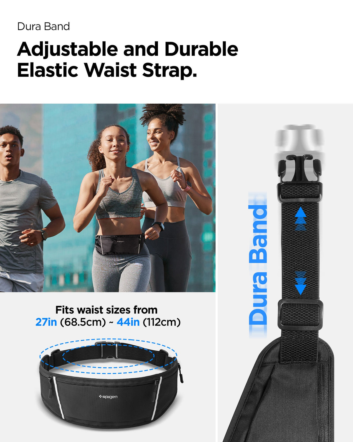AMP04618 - Dynamic Shield™ Running Waistpack in black showing the adjustable and durable elastic waist strap