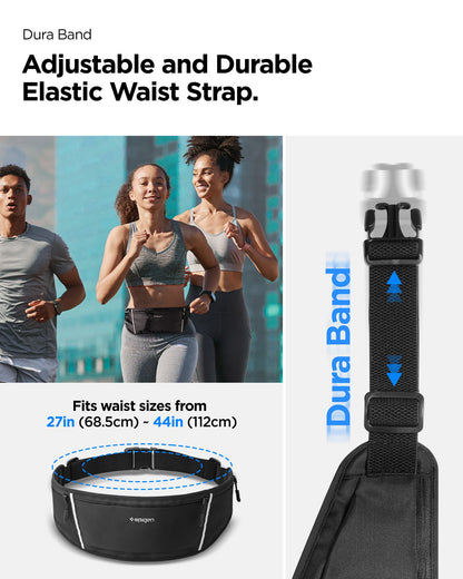 AMP04618 - Dynamic Shield™ Running Waistpack in black showing the adjustable and durable elastic waist strap