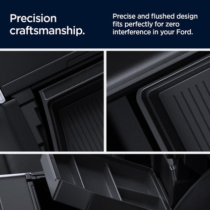 ACP08900 - Ford Armrest Console Organizer | FO220 in Black showing the precision craftsmanship. Precise and flushed design fits perfectly for zero interference in your Ford