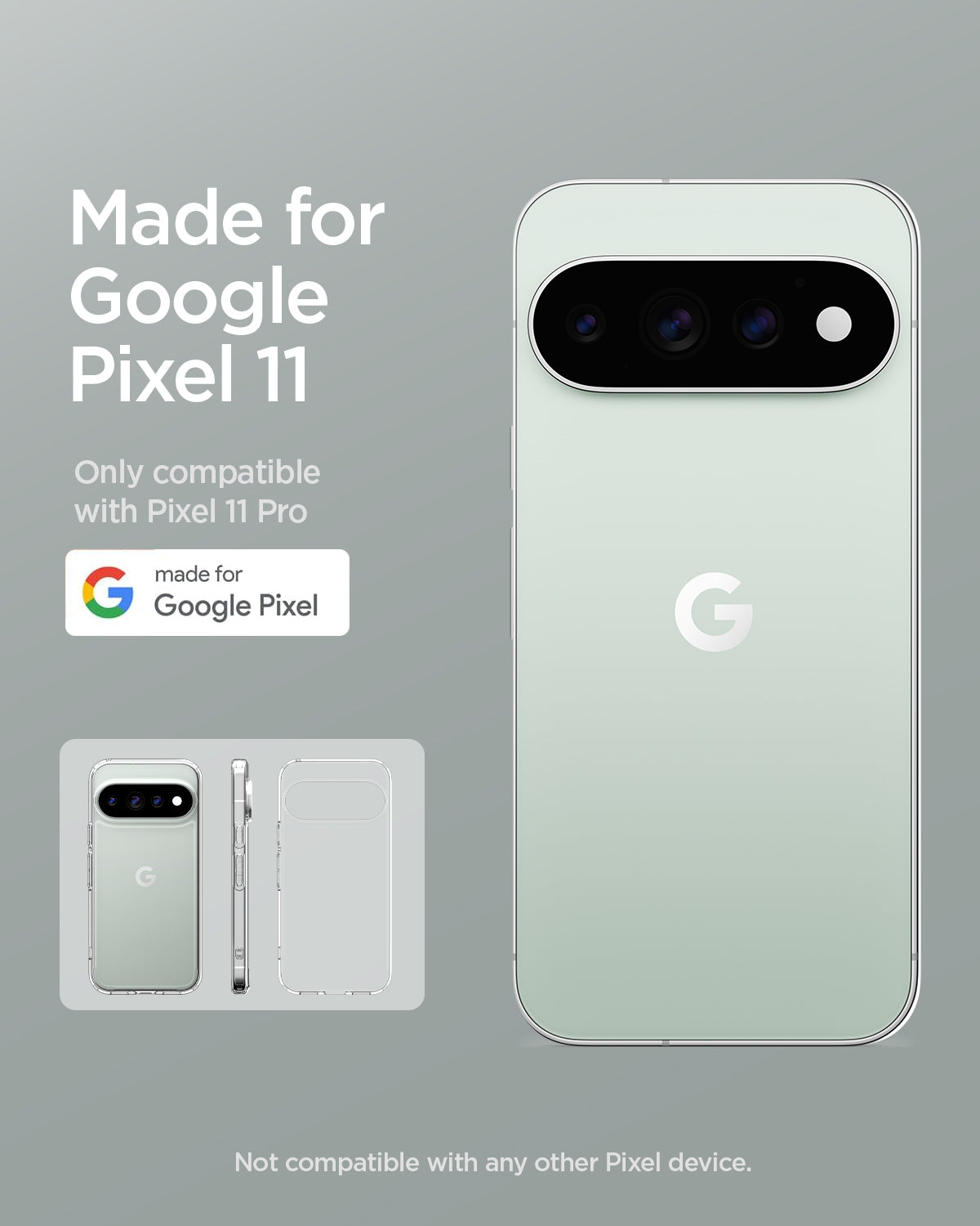 ACS11430 - Pixel 11 Pro Ultra Hybrid Crystal Clear Made for Google Pixel certified clear case designed exclusively for Pixel 11 Pro XL with a precise fit and crystal clear finish.