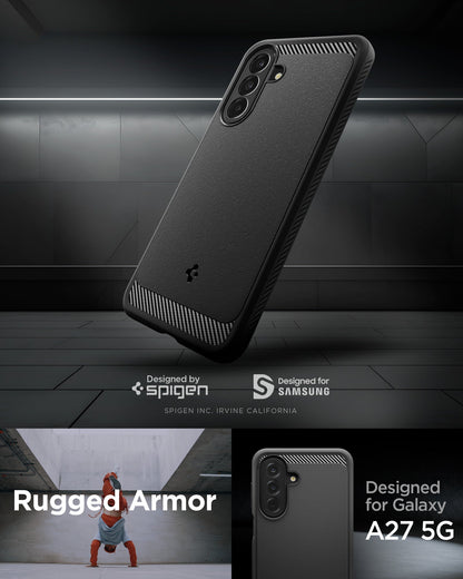 ACS11312 - Galaxy A27 5G Rugged Armor showing Galaxy A27 5G Rugged Armor designed with a rugged profile, textured surface, and carbon fiber accents