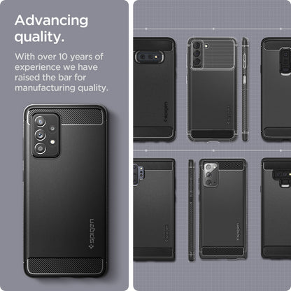 ACS06831 - Galaxy A25 5G Case Rugged Armor in Matte Black showing advancing quality. With over 10 years of experience we have raised the bar for manufacturing quality