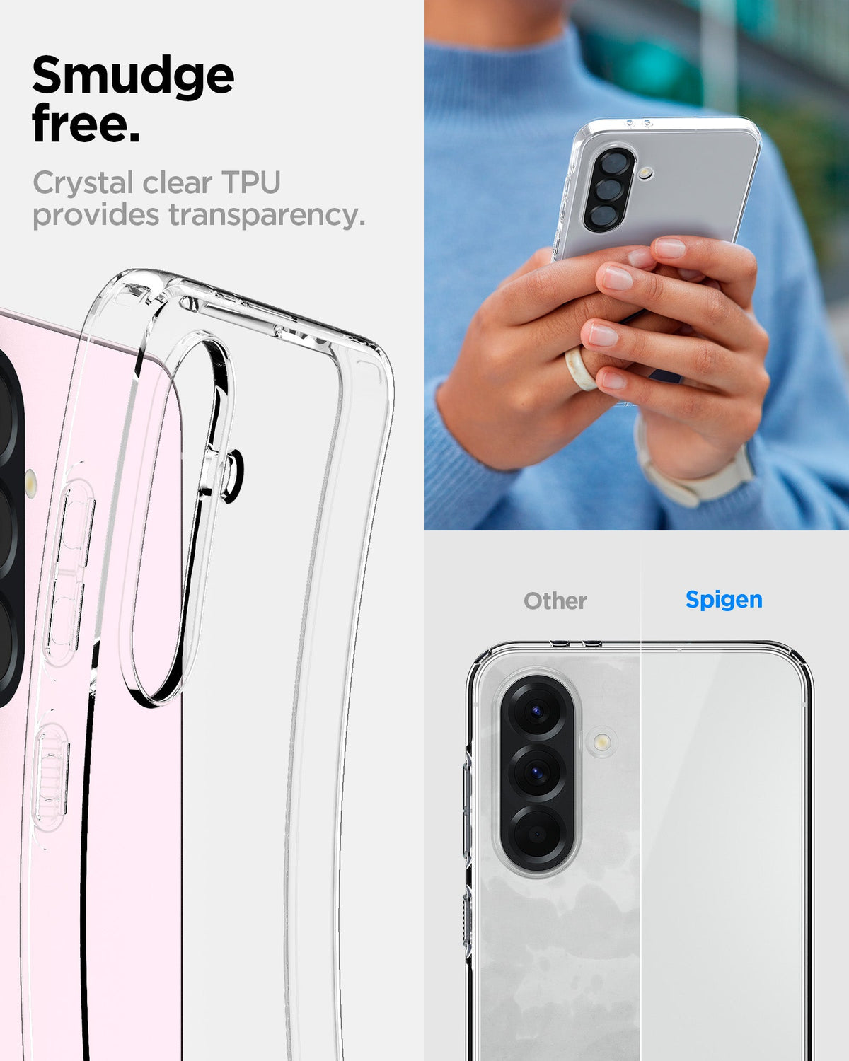 ACS09296 - Galaxy A56 5G Case Liquid Crystal in Crystal Clear smudge free long lasting transparency. Dot patterns provide an even look allowing a balanced form & transparency.