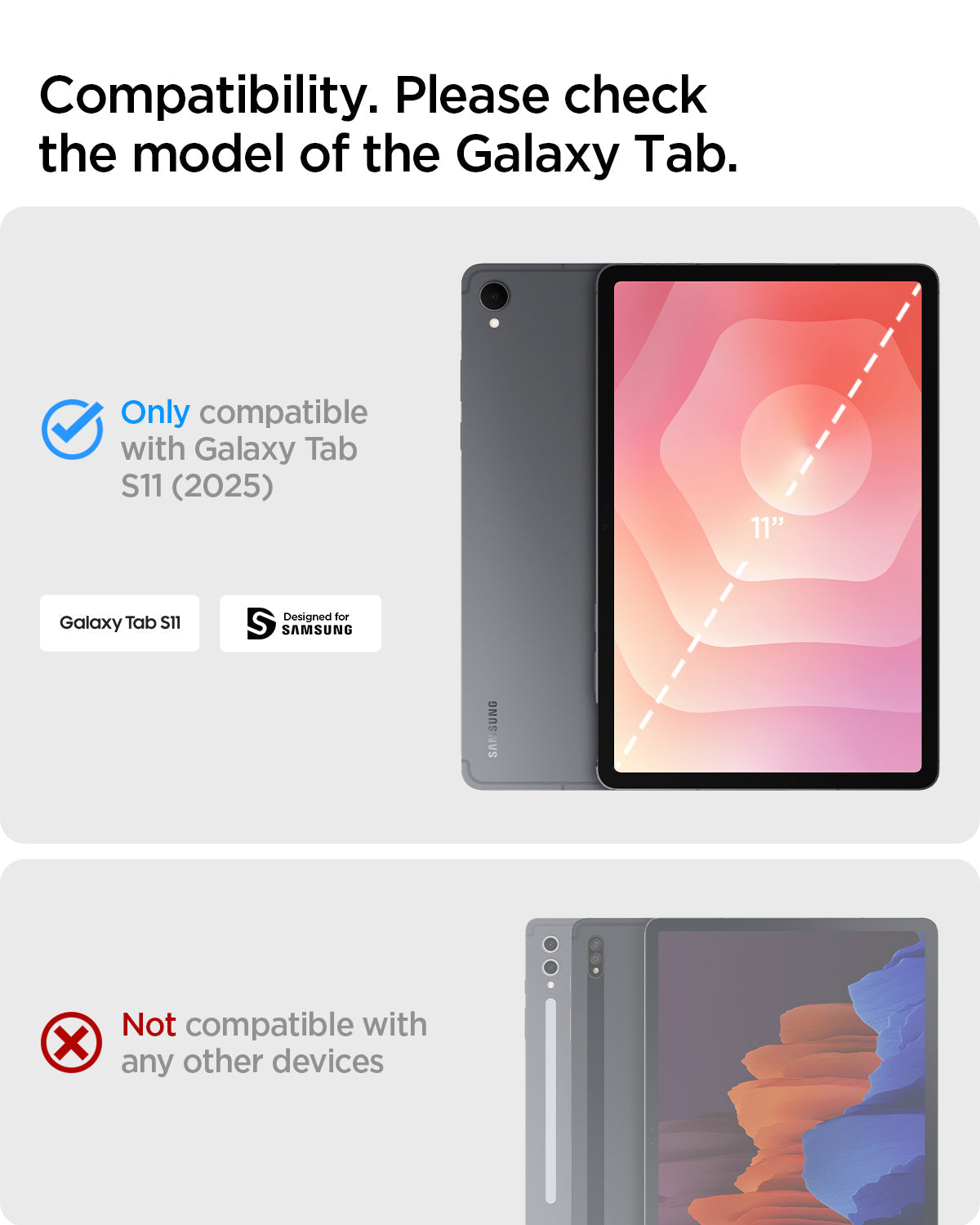ACS10214 - Galaxy Tab S11 Nano Pop in Black Sesame showing compatibility. please check the model of the galaxy tab.