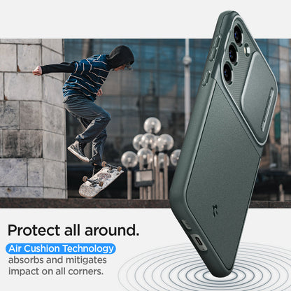 ACS06088 - Galaxy S23 Case Optik Armor in abyss green protect all around. Air cushion technology absorbs and mitigates impact on all corners.