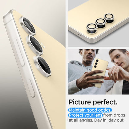 AGL07444 - Galaxy S24 Optik Pro EZ Fit Lens Protector in Yellow showing the picture perfect. Maintain good optics. Protect your lens from drops at all angles. Day in, day out