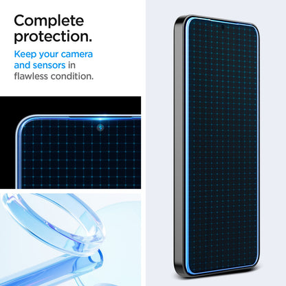 AGL07430 - Galaxy S24 Plus GLAS.tR EZ Fit in Transparency showing the complete protection. Keep your camera and sensors in flawless condition
