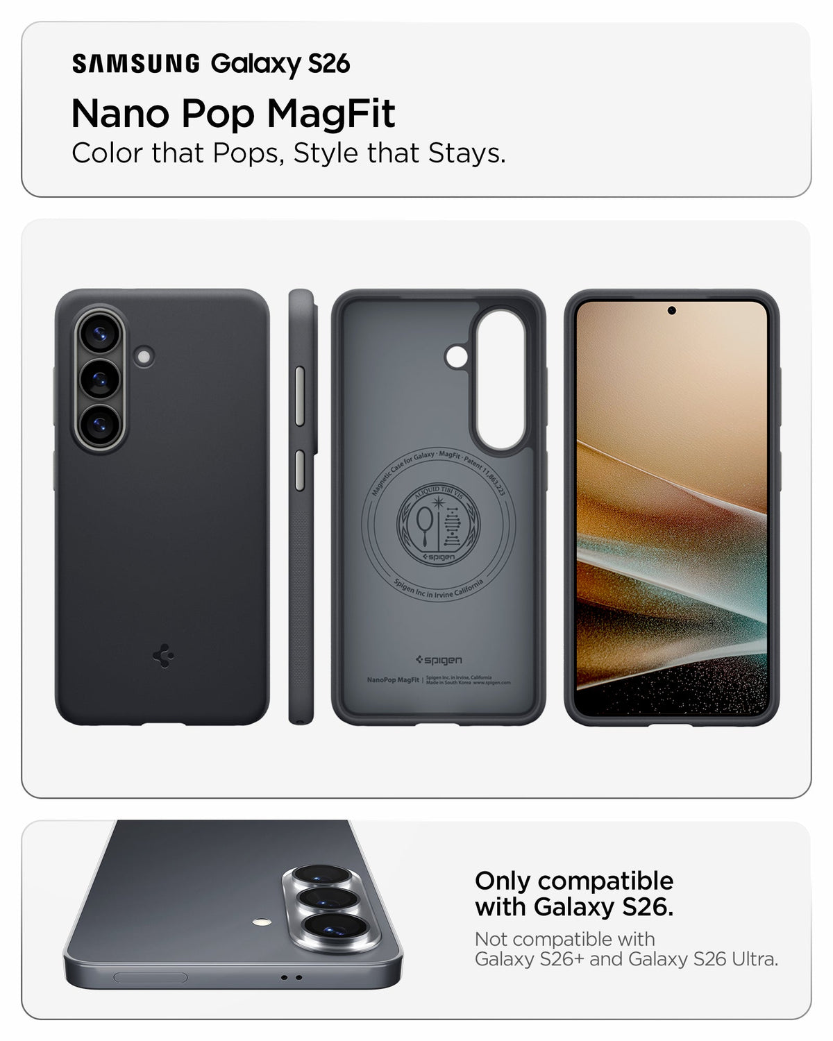 ACS11066 - Galaxy S26 Nano Pop (Mag Fit) in Black Sesame showing color that pops style that stays