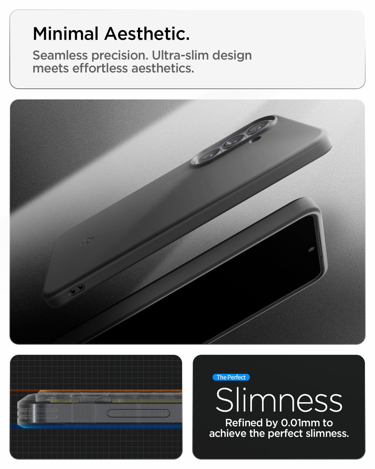 ACS11396 - Galaxy S26 Case Thin Fit (Mag Fit) Black showing minimal aesthetic. seamless precision. ultra slim design meets effortless aesthetics