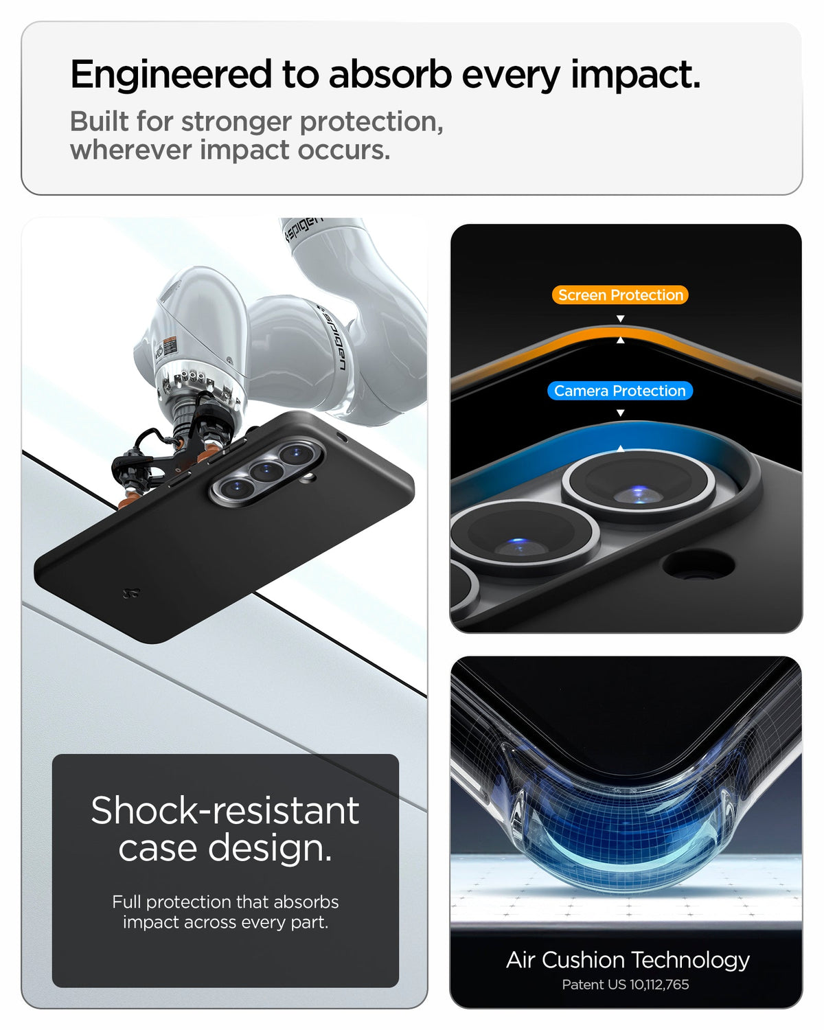 ACS11396 - Galaxy S26 Case Thin Fit (Mag Fit) Black showing shock absorbing. engineered to handle serious impacts beyond everyday use