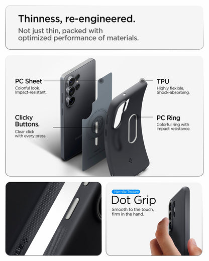 ACS11038 - Galaxy S26 Ultra Nano Pop (Mag Fit) in Black Sesame showing thinness re-engineered. not just thin packed with optimized performance of materials