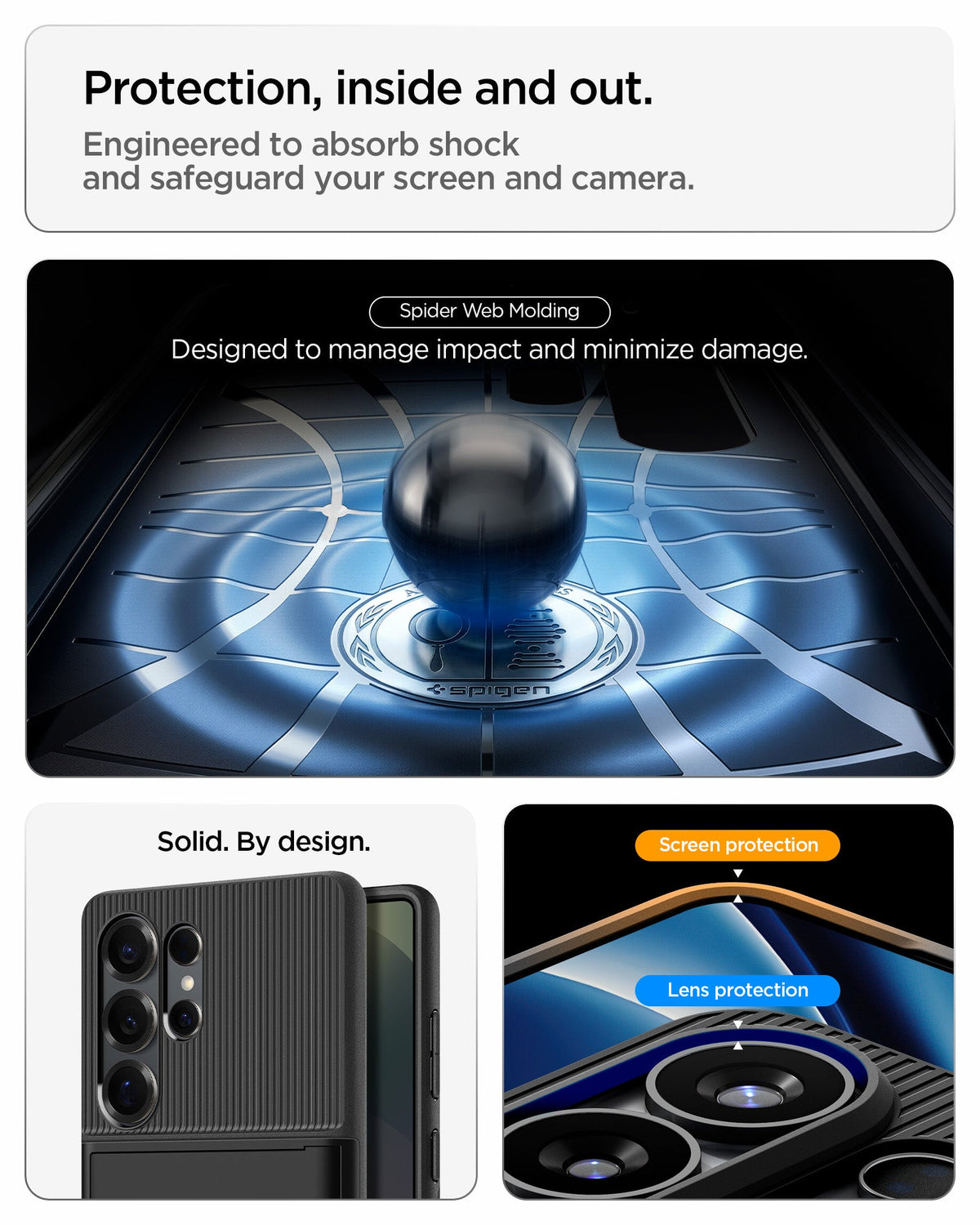 ACS11036 - Galaxy S26 Ultra Slim Armor CS in Black showing protection, inside and out.