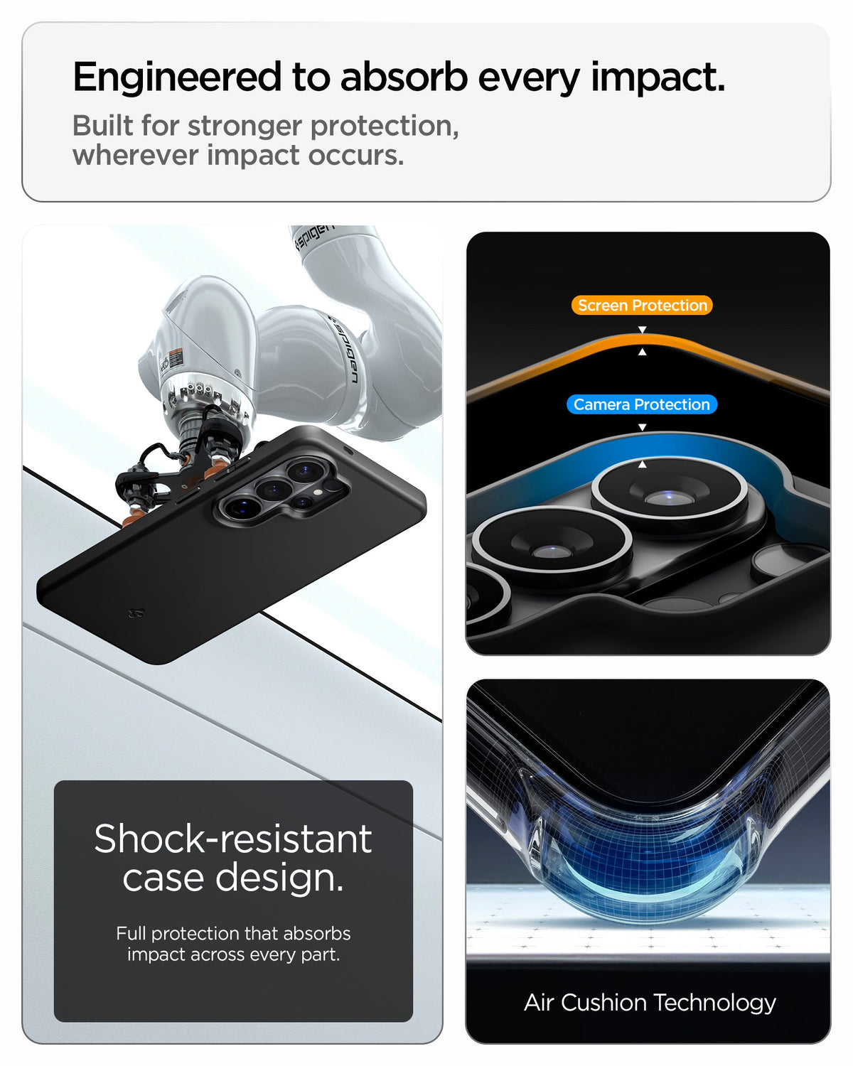 ACS11394 - Galaxy S26 Ultra Case - Thin Fit (Mag Fit) Black showing shock absorbing. engineered to handle serious impacts beyond everyday use