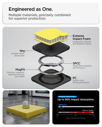 ACS11034 - Galaxy S26 Ultra Case Tough Armor (Mag Fit) Gunmetal showing engineered as one. multiple materials precisely combined for superior protection.