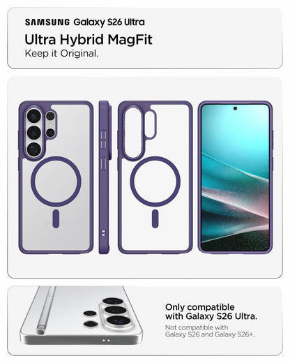 ACS11161 - Galaxy S26 Ultra Case Ultra Hybrid (Mag Fit) Deep Purple showing keep it original ultra hybrid magfit