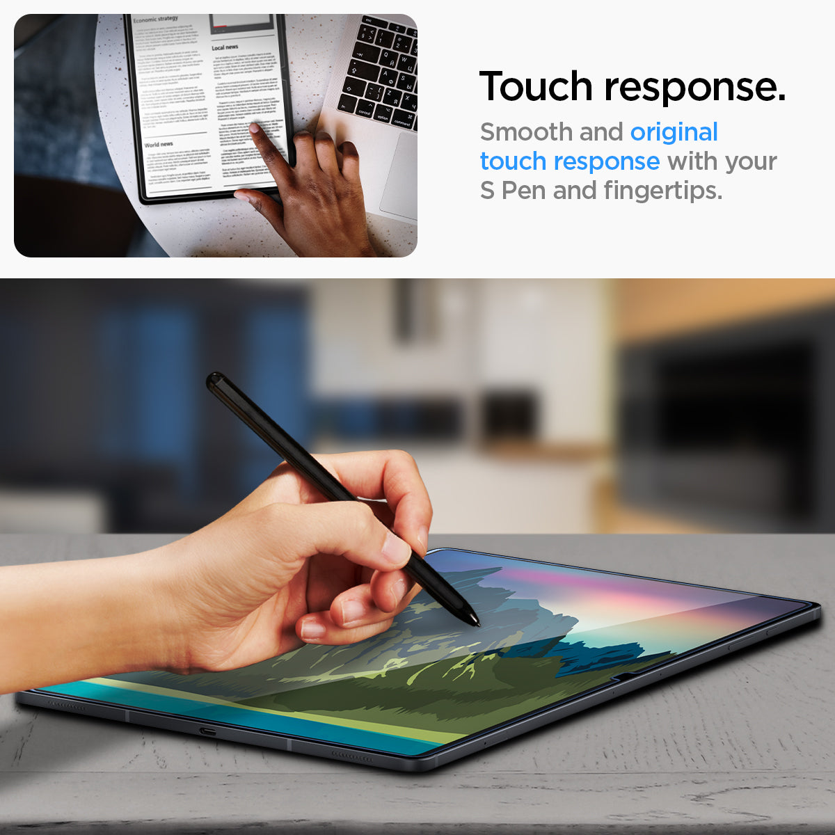 AGL06998 - Galaxy Tab S9 Ultra Screen Protector EZ FIT GLAS.tR touch response. Undisturbed and quick touch response.
