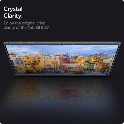 AGL02032 - Galaxy Tab S8 Screen Protector EZ Fit GLAS.tR crysrtal clarity. Enjoy the original crisp clarity of the tab s8 and s7.