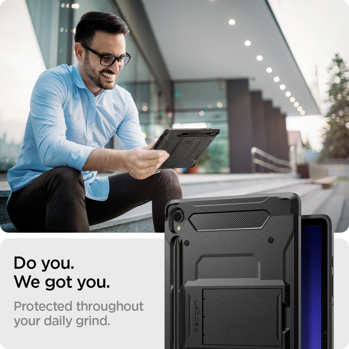 ACS06837 - Galaxy Tab S9 Case Tough Armor Pro in black do you. we got you. protected throughout your daily grind.