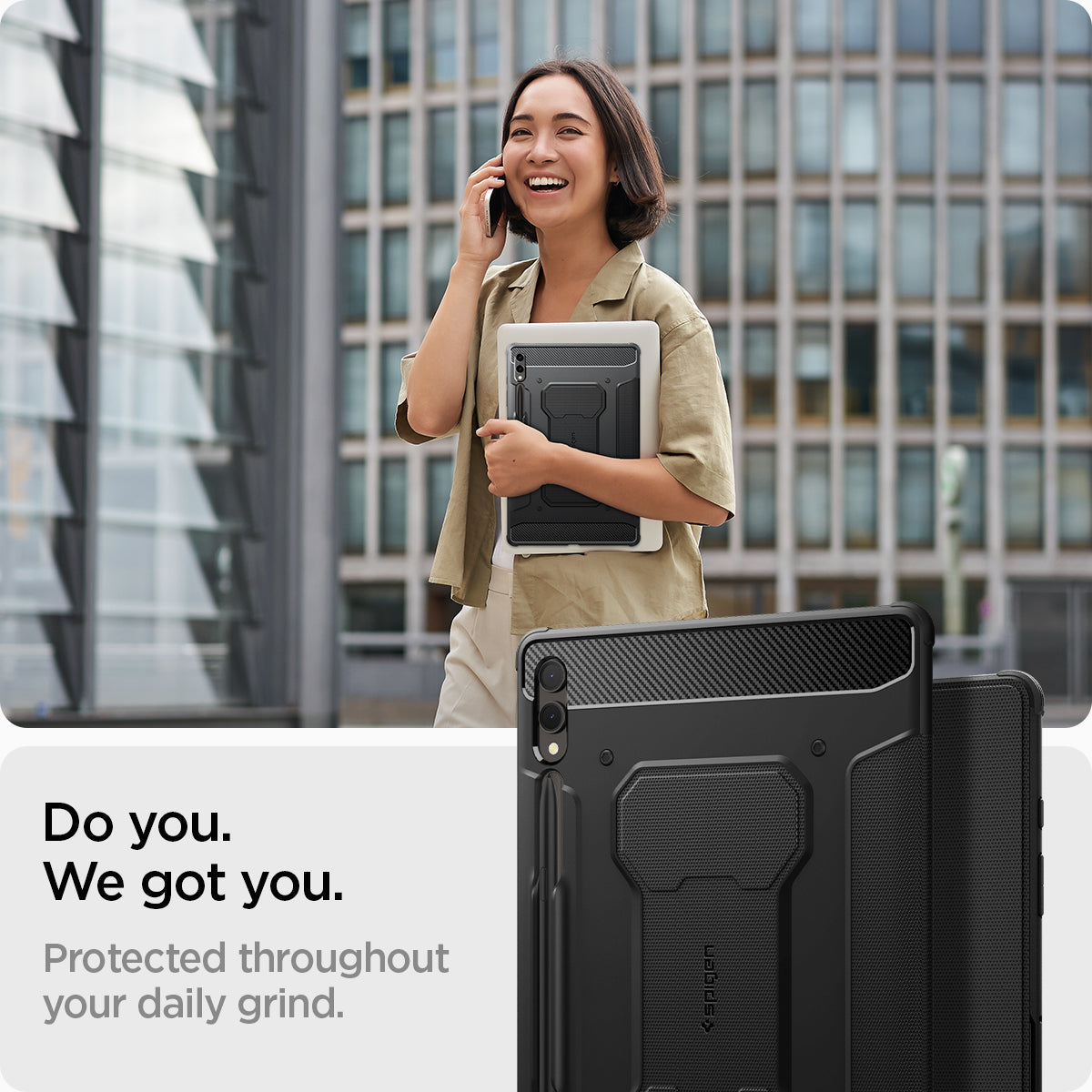 ACS06539 - Galaxy Tab S9+ Case Rugged Armor Pro in black do you. we got you. protected throughout your daily grind.