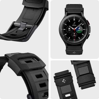 AMP04031 - Galaxy Watch Band (20mm) Rugged Armor in matte black showing detail.