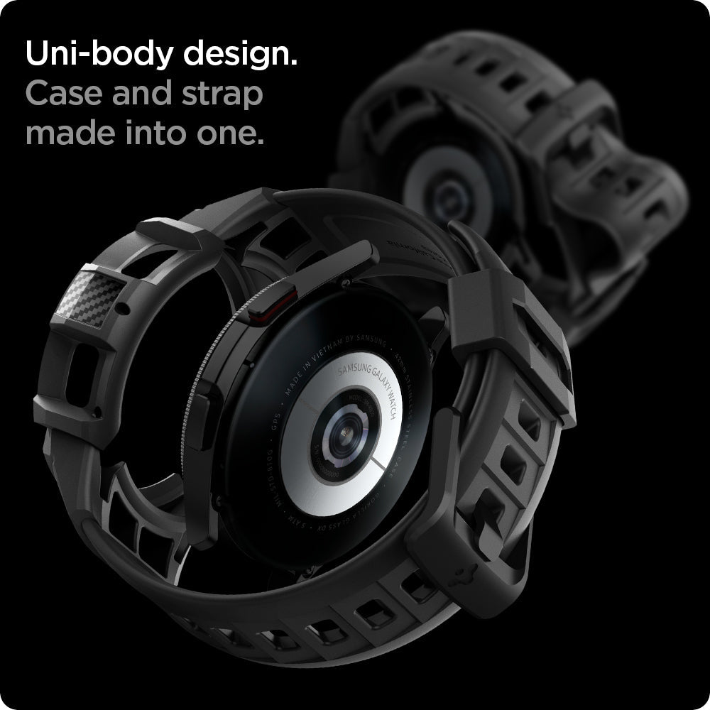 ACS03653 - Galaxy Watch 4 Classic (42mm) Case Rugged Armor Pro in charcoal gray uni body design. case and strap made into one.
