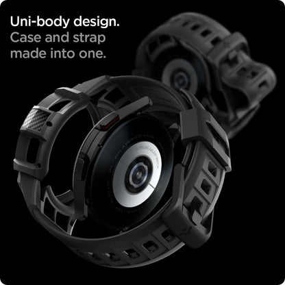 ACS03653 - Galaxy Watch 4 Classic (42mm) Case Rugged Armor Pro in charcoal gray uni body design. case and strap made into one.