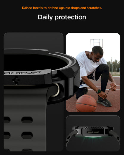 ACS10006 - Galaxy Watch 9 (44mm) Rugged Armor showing raised bezels to defend against drops and scratches. Daily protection.
