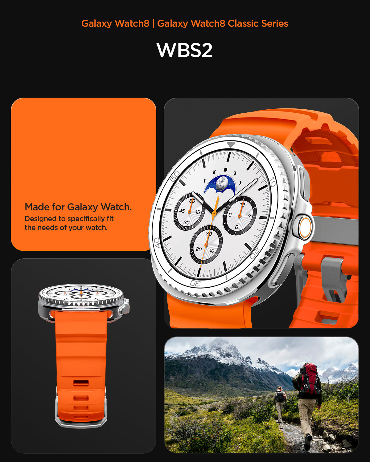 AMP10152 - SWi-9 Series WBS2 in orange showing galaxy watch 8 WBS2