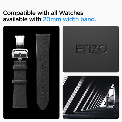 AMP06956 - Galaxy Watch Band Enzo (20mm) in black compatible with all watches available with 20mm width band.