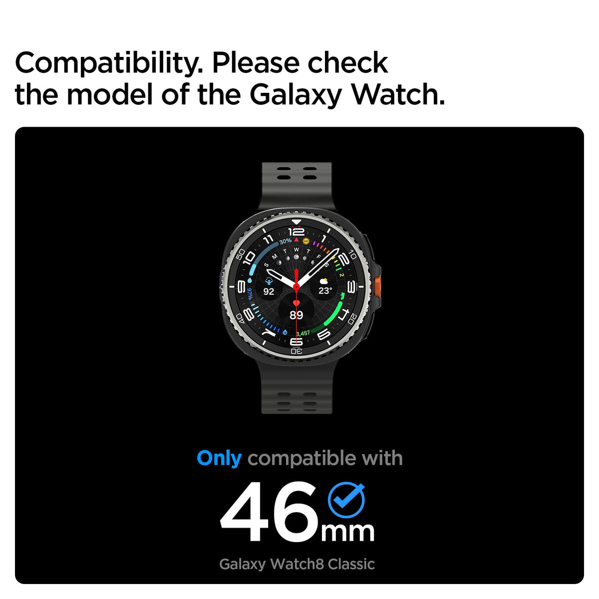 ACS10016 - Galaxy Watch 8 Bezel Tune Pro in black compatibility. please check the model of the galaxy watch. only compatible with galaxy watch 8 46mm
