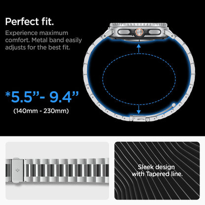 AMP10120 - Galaxy Watch 9 Series - Modern Fit 316L Band showing perfect fit. sleek design with tapered line