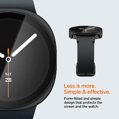 ACS11597 - Galaxy Watch 9 (40mm) Thin Fit 360 showing close-up of Galaxy Watch 9 (40mm) case screen protection and a side profile of the empty case