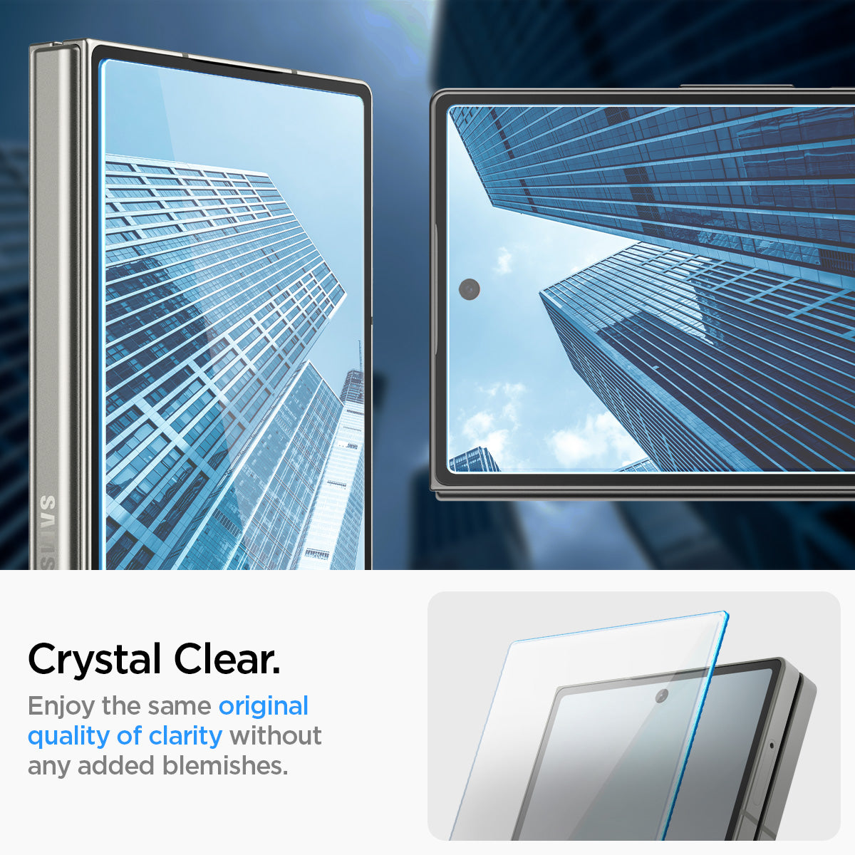 AGL07969 - Galaxy Z Fold 6 GLAS.tR EZ Fit in Clear showing the crystal clear. Enjoy the same original quality of clarity without any added blemishes