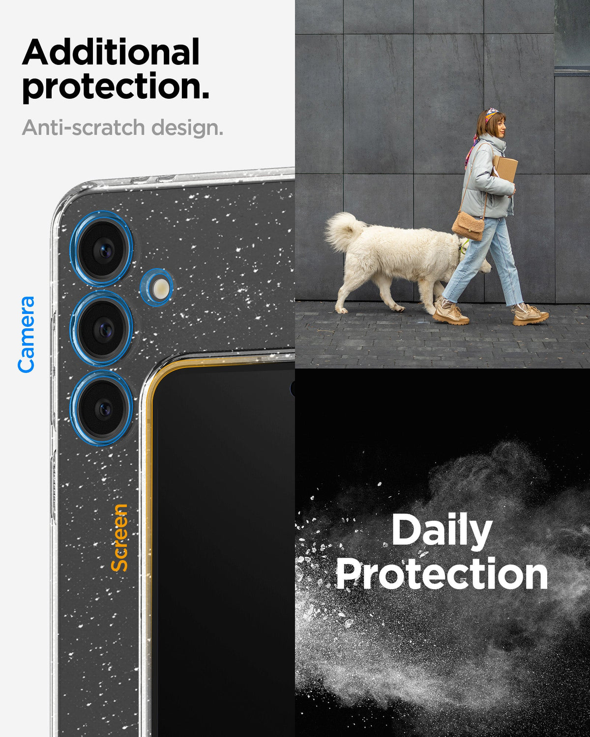 ACS08617 - Galaxy S24 FE Case Liquid Crystal Glitter in Crystal Quartz additional protection. Anti scratch design. Daily protection.