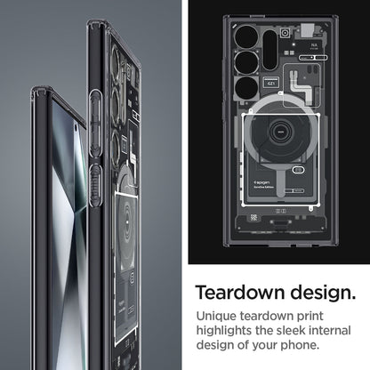 ACS07298 - Galaxy S24 Ultra Case Ultra Hybrid Metal Ring Zero One (MagFit) in Zero One teardown design. unique teardown print highlights the sleek internal design of your phone.
