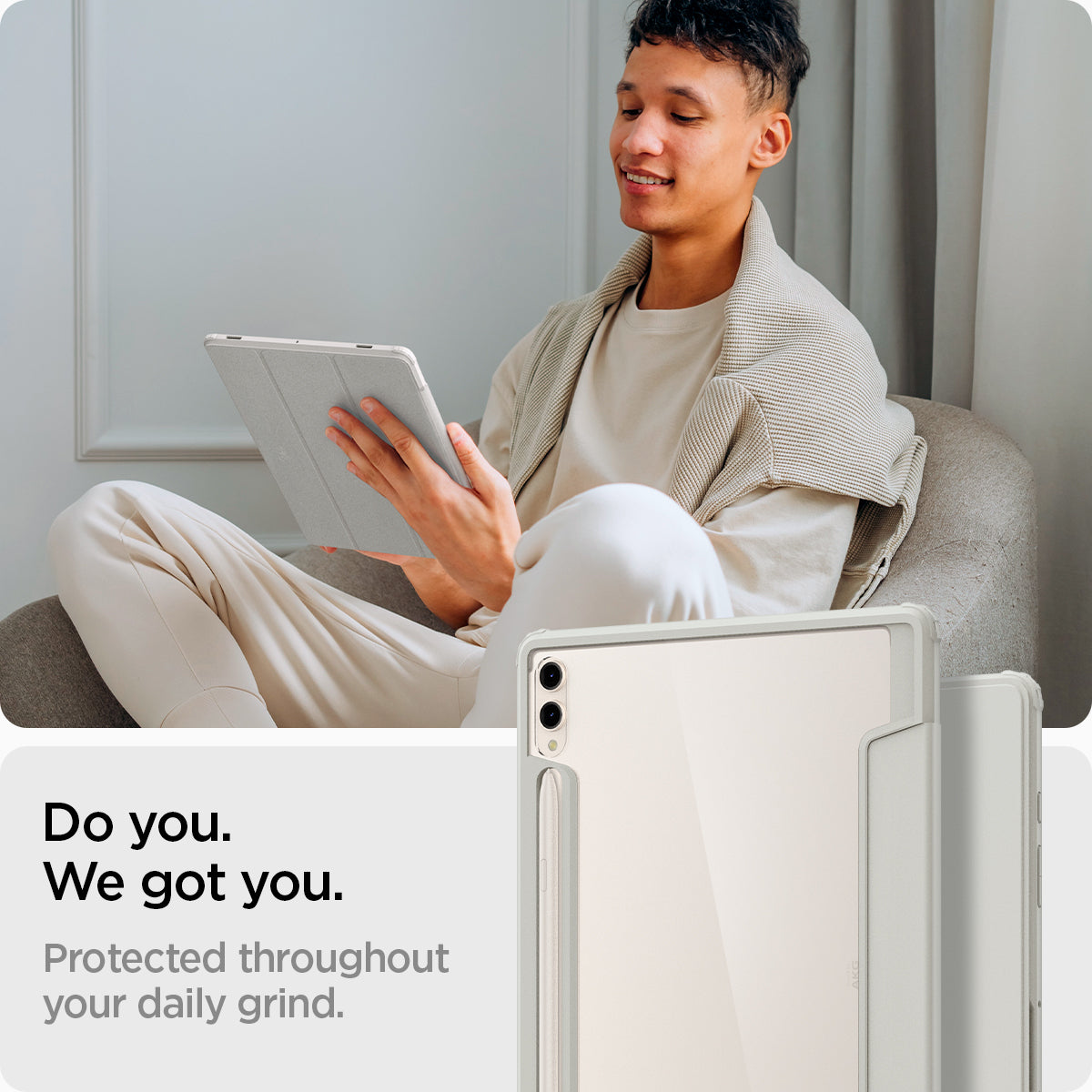 ACS06836 - Galaxy Tab S9+ Case Ultra Hybrid Pro in gray do you. we got you. protected throughout your daily grind.