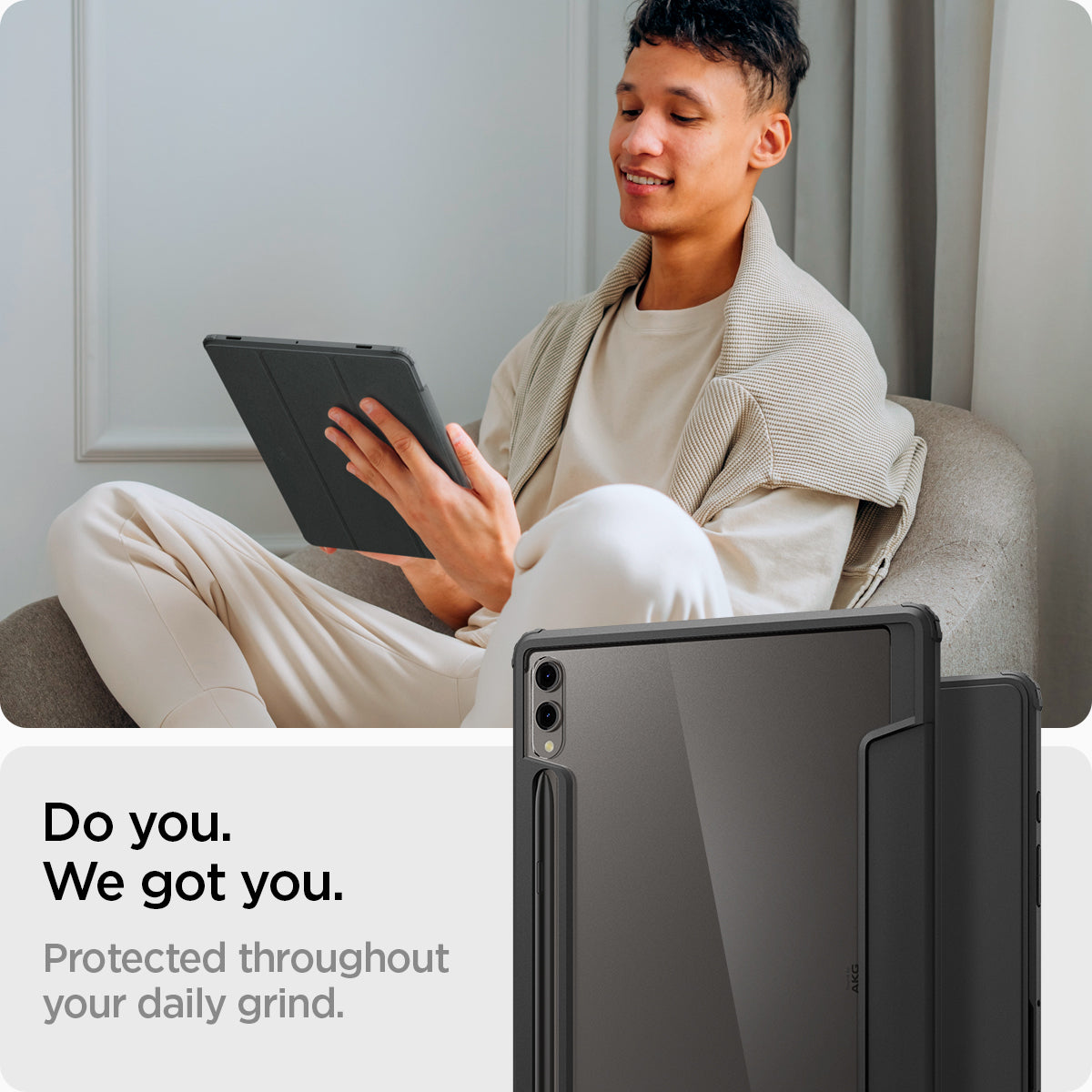 ACS07076 - Galaxy Tab S9 Plus Case Ultra Hybrid Pro in black do you. we got you. protected throughout your daily grind.