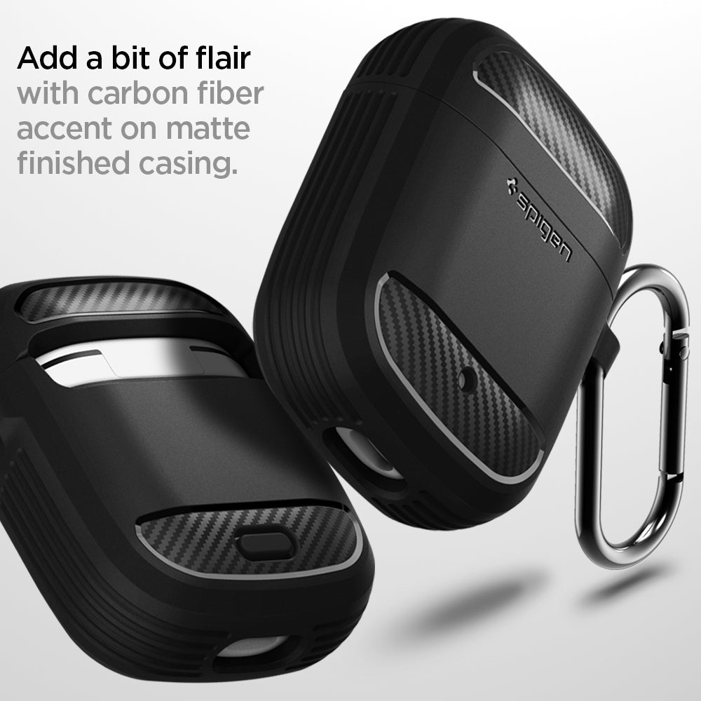 ASD01344 - Pixel Buds 2 Case Rugged Armor in black add a bit of flair with carbon fiber accent on matte finished casing.