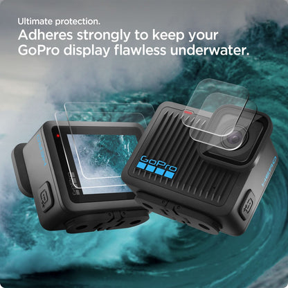 AGL09190 - HERO Glas.tR SLIM in Clear showing the ultimate protection. Adheres strongly to keep your GoPro display flawless underwater