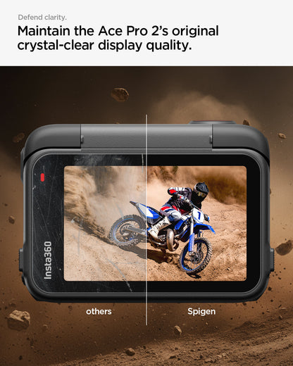 AGL09769 - Ace Pro 2 Glas.tR SLIM showing front and display defend clarity. maintain the ace pro2's original crystal clear display quality