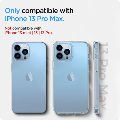 ACS03204 - iPhone 13 Pro Max Case Ultra Hybrid in crystal clear showing the compatibility only with iPhone 13 Pro Max. Not compatible with iPhone 13 mini | 13 | 13 Pro