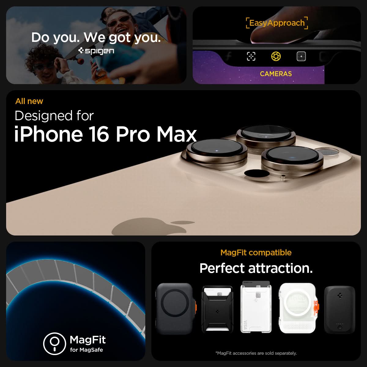 ACS08001 - iPhone 16 Pro Max Case Ultra Hybrid (MagFit) in Gold do you. we got you. easy approach. all new designed for iPhone 16 pro max. Magfit for magsafe. Magfit compatible. perfect attraction.