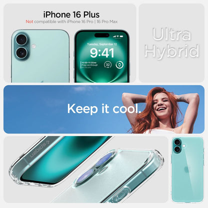 ACS08070 - iPhone 16 Plus Case Ultra Hybrid in Frost Clear iPhone 16 plus. not compatible with iPhone 16 pro, 16 pro max. ultra hybrid. the clear choice.