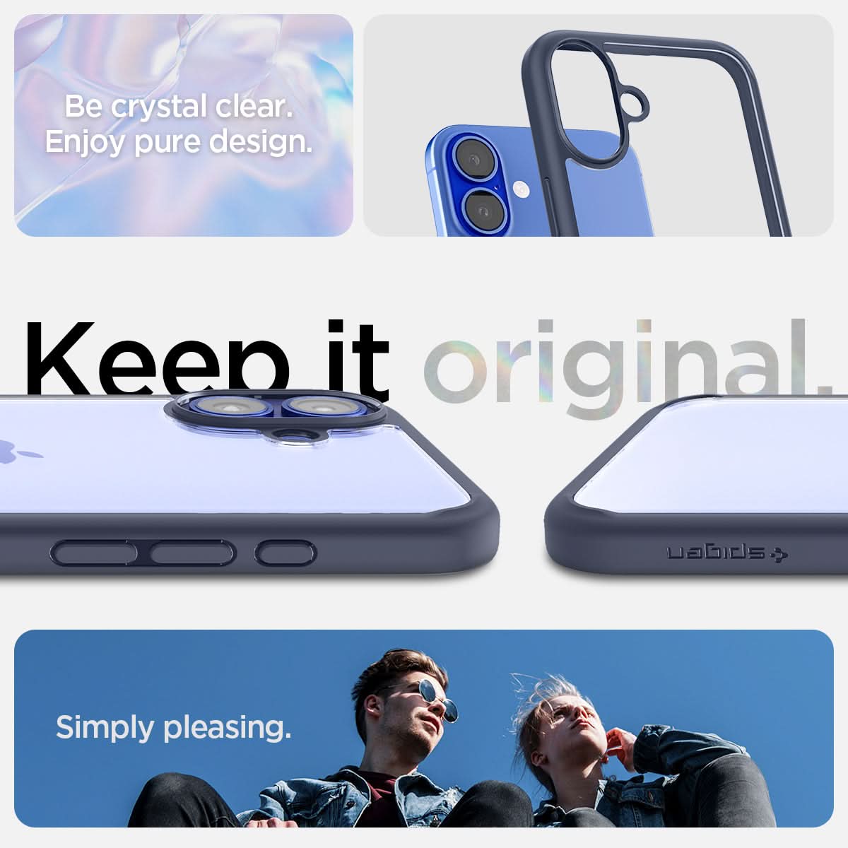 ACS08202 - iPhone 16 Case Ultra Hybrid in Navy Blue be crystal clear. enjoy pure design. Keep it original. Simply pleasing.