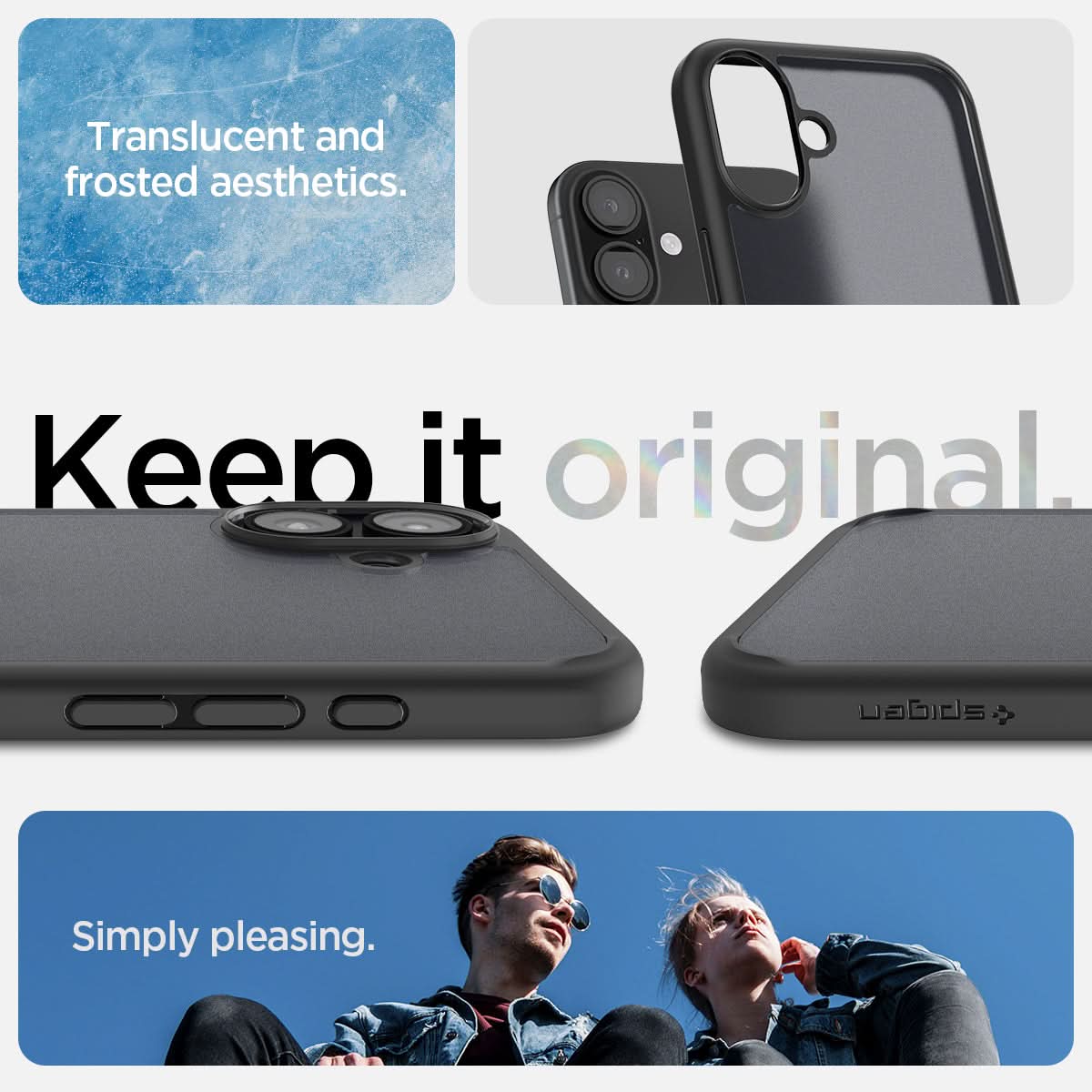 ACS08071 - iPhone 16 Plus Case Ultra Hybrid in Frost Black be crystal clear. enjoy pure design. Keep it original. Simply pleasing.