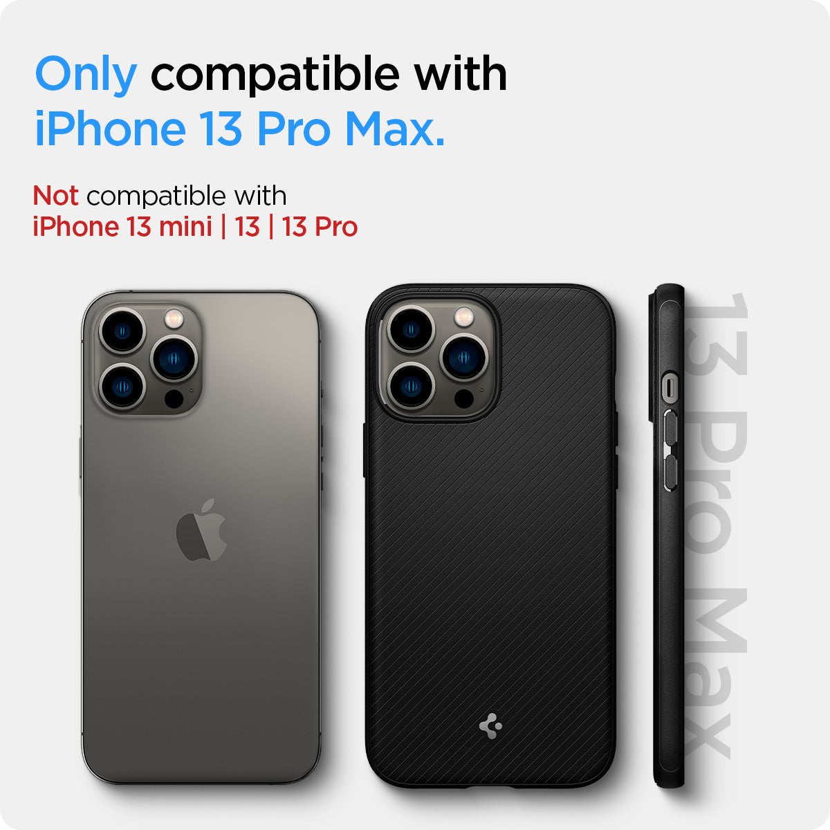 ACS03226 - iPhone 13 Pro Max Case Mag Armor in black showing the compatibility only with iPhone 13 Pro Max. Not compatible with iPhone 13 mini | 13 | 13 Pro